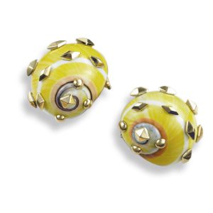 Yellow Polymita Picta Shell Earrings