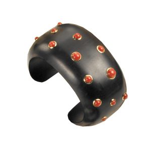 Ebony Wood & Coral Cuff Bracelet