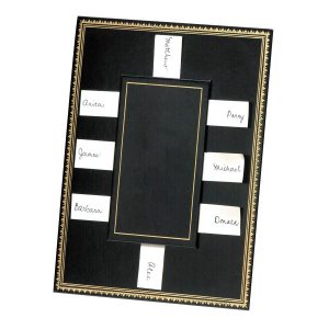 leather table seating arrangement cardholders