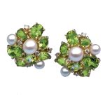 peridot cluster earrings with pearls