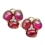 pink cabochon tourmaline earrings