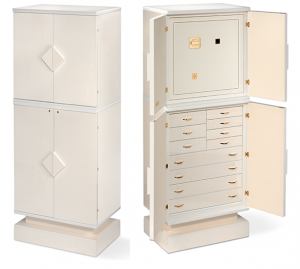 Armoured Jewelry Armoire in White Bird's Eye Maple, Double Version.
