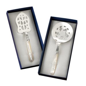 Mother of Pearl and Sterling Cranberry Server
