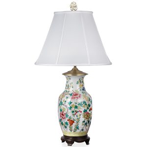 Multi-Color Floral Porcelain Lamp