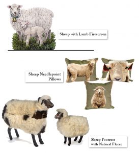 Sheep Decor pillows footstools scully & scully